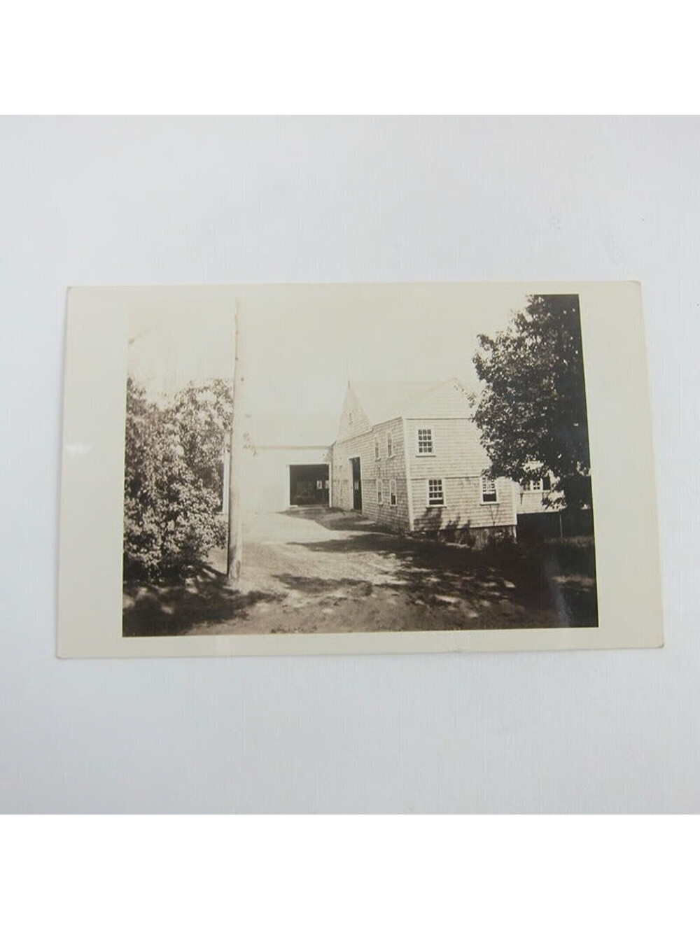 Real Photo Postcard RPPC Antique Farm House & Truck in Garage Rural America RARE